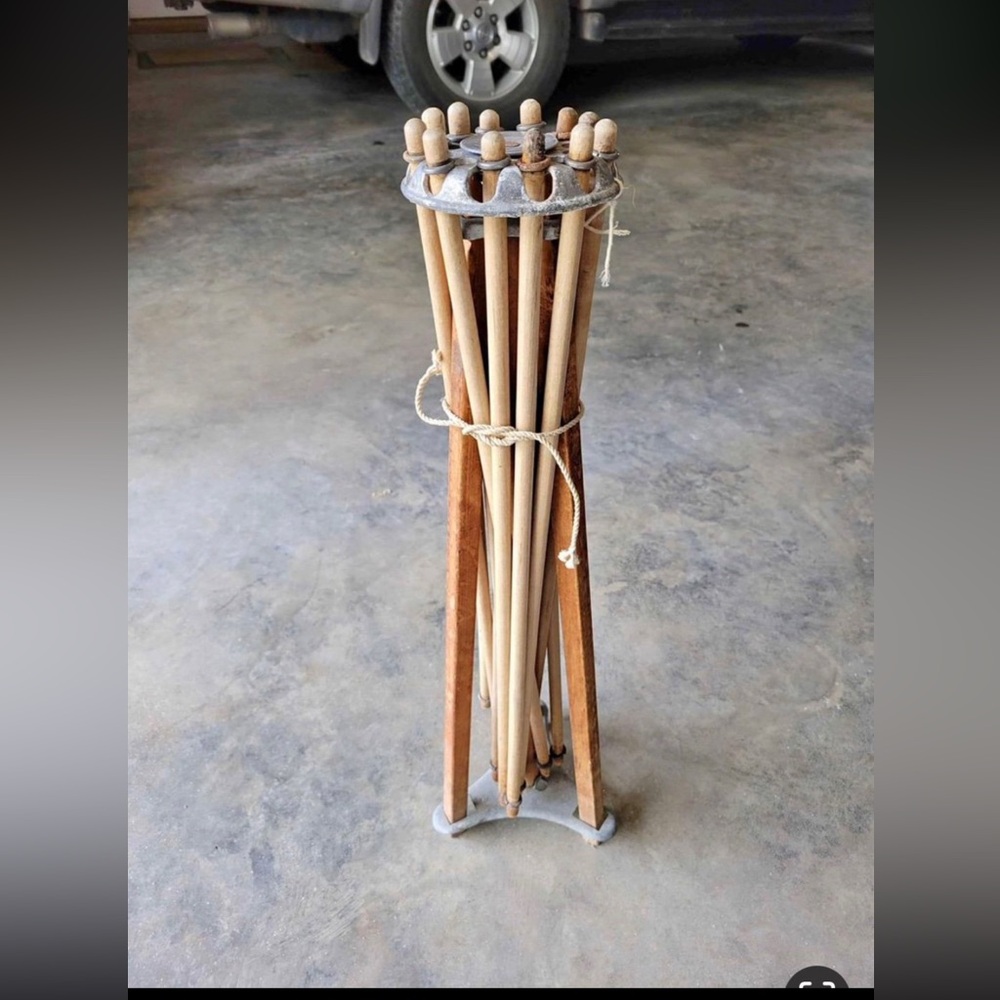 VINTAGE ARTMOORE WOOD & METAL FOLDING 12 ARM CLOTHES DRYING RACK FARMHOUSE
